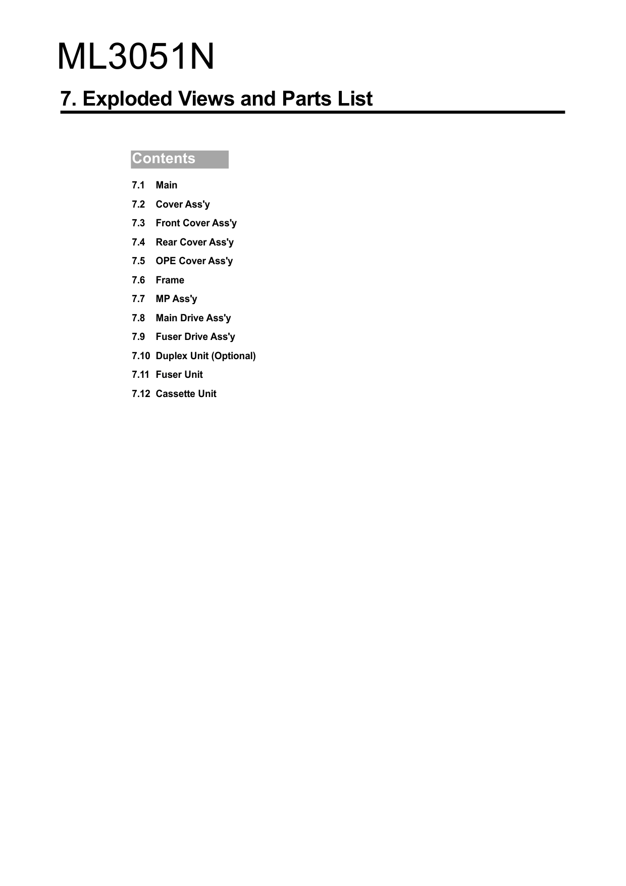 Samsung Laser-Printer ML-3051N Parts Manual-1